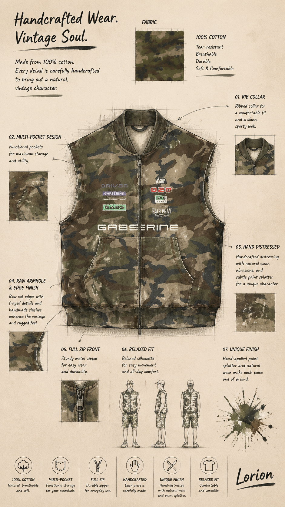 HANDCRAFTED CAMOUFLAGE VEST
