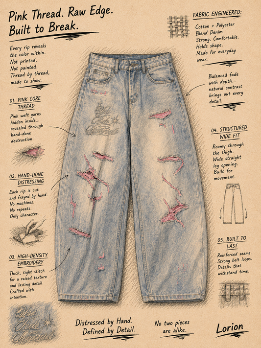 Pink core distressed jeans