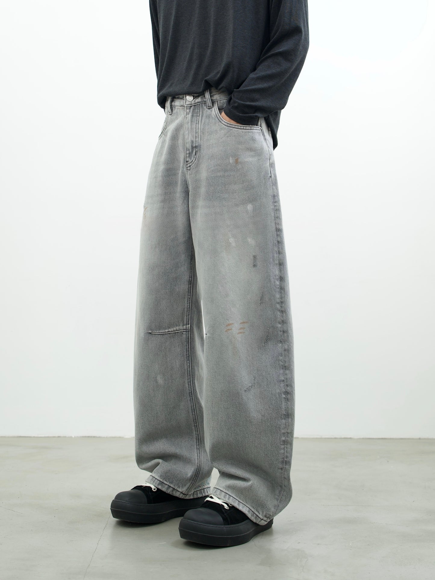 Vintage Grey Curved Denim