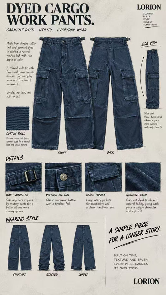 GARMENT DYED CARGO WORK PANTS