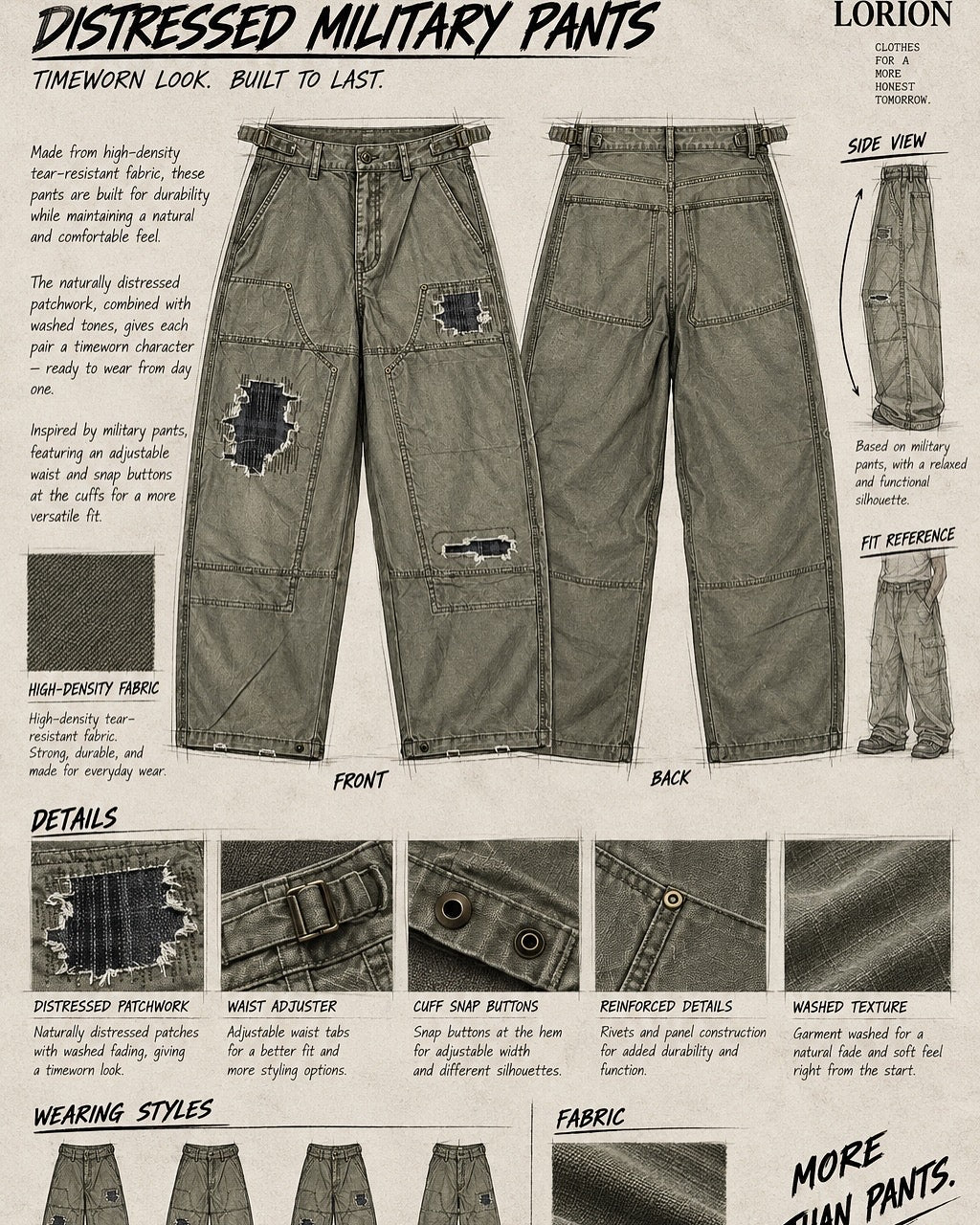 DISTRESSED MILITARY PANTS