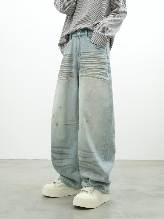 Ash Blue Resin Washed Curved Denim