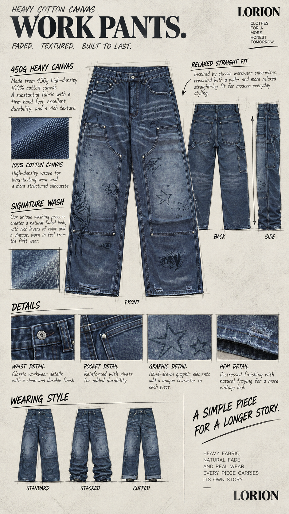 HEAVY CANVAS WORK PANTS-Purple