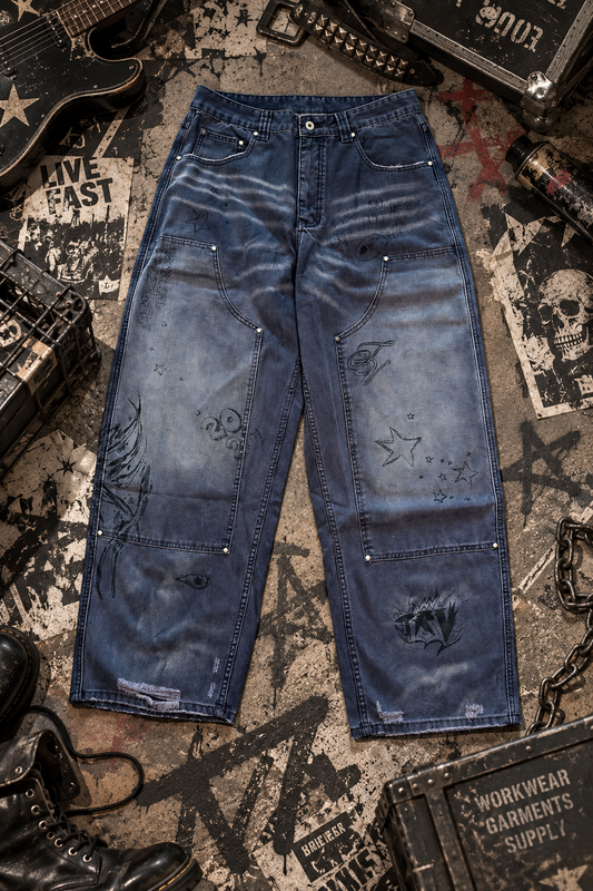 HEAVY CANVAS WORK PANTS-Purple