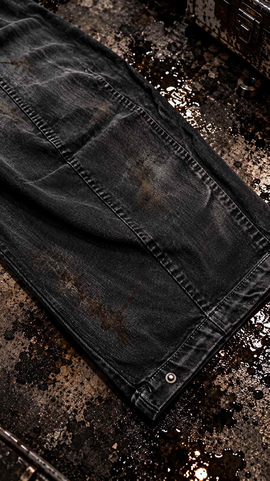 OIL STAIN WIDE DENIM