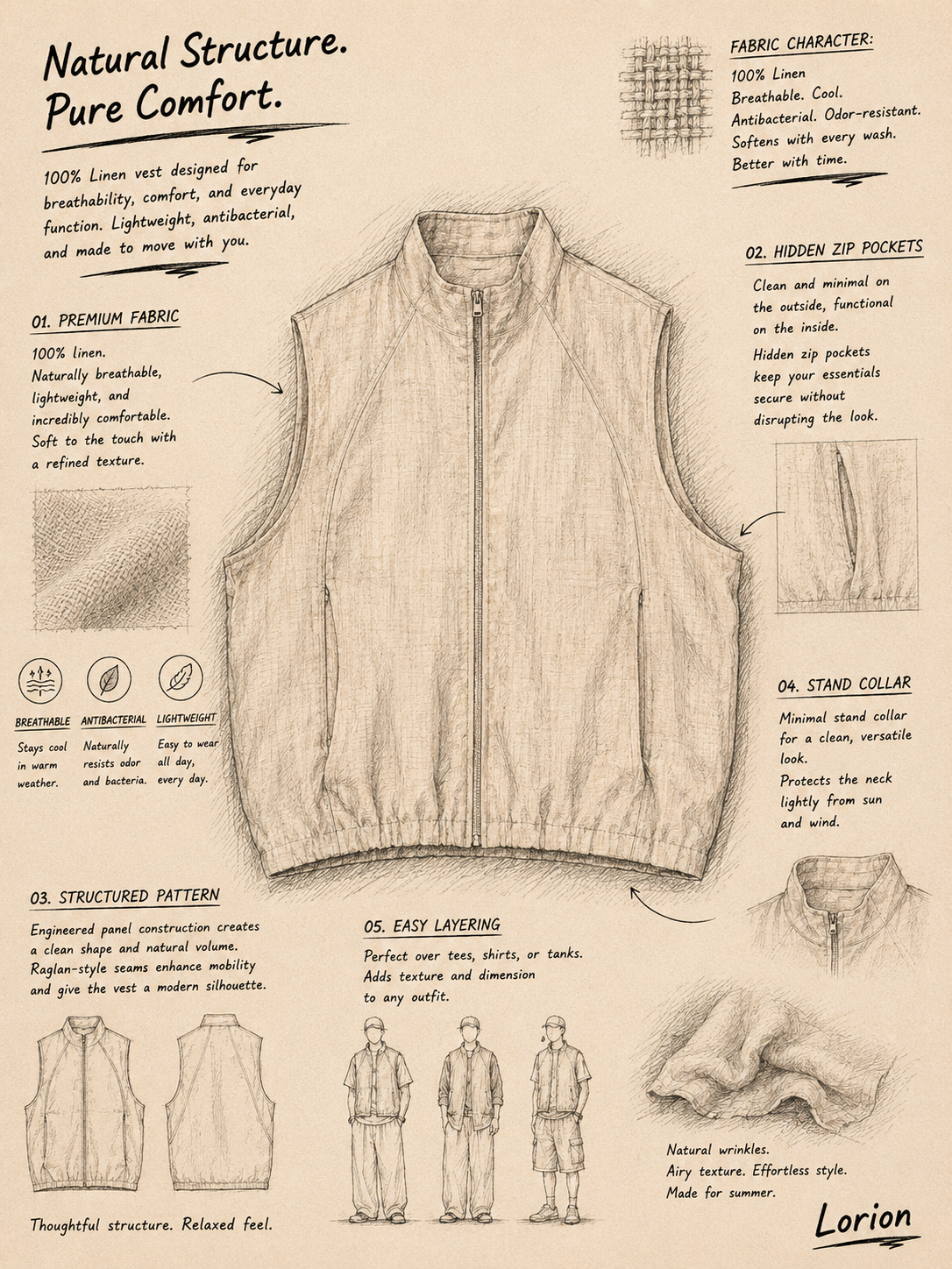 Linen Utility Vest