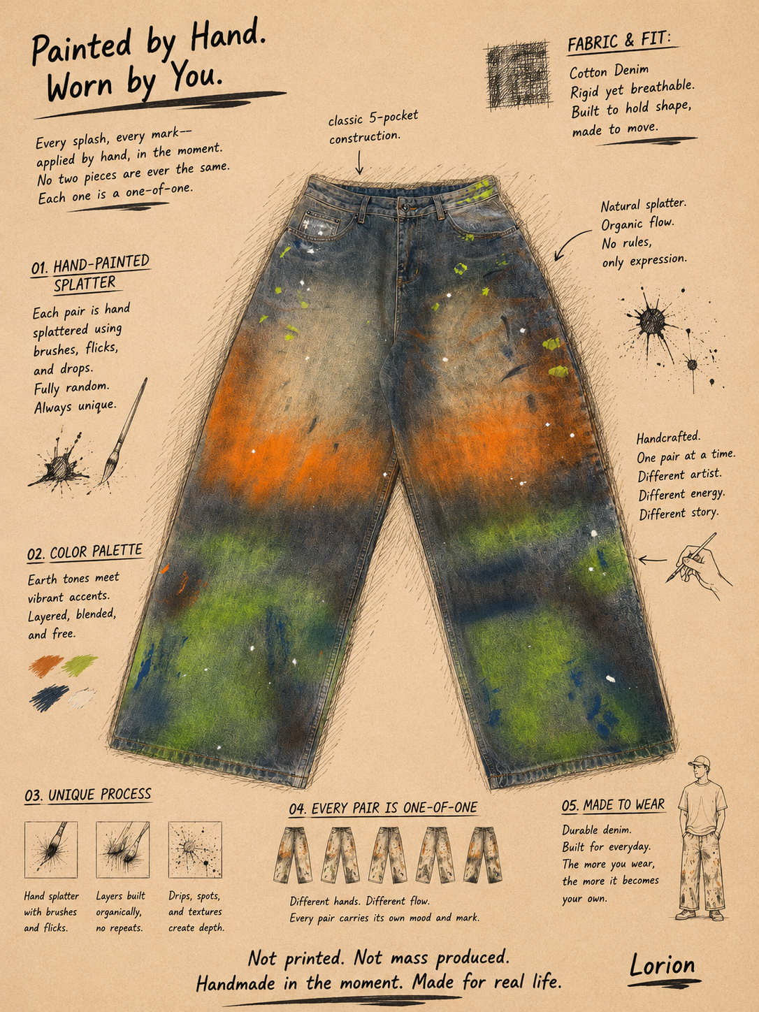 LORION HAND-SPLATTER DENIM