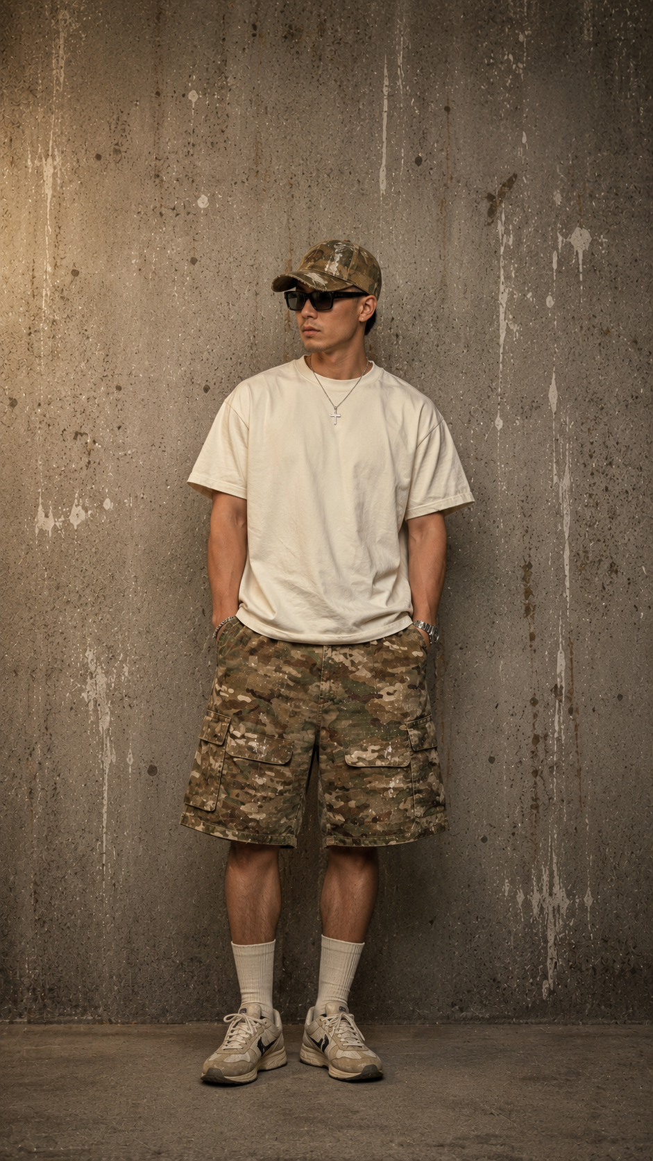 BATTLE WORN CAMO SHORTS