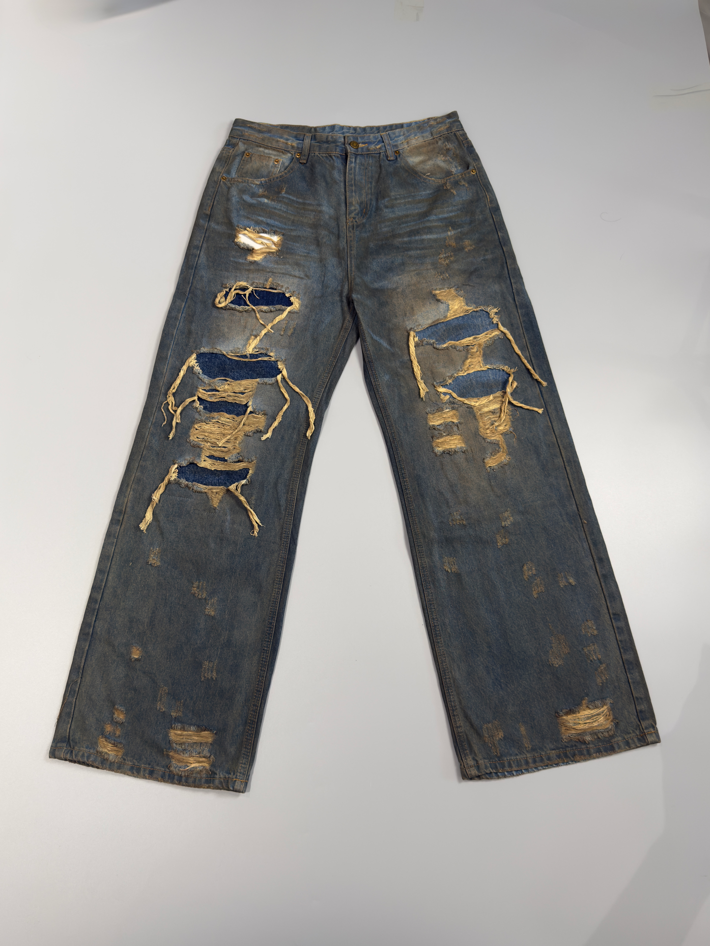 Distressed Patchwork Jean