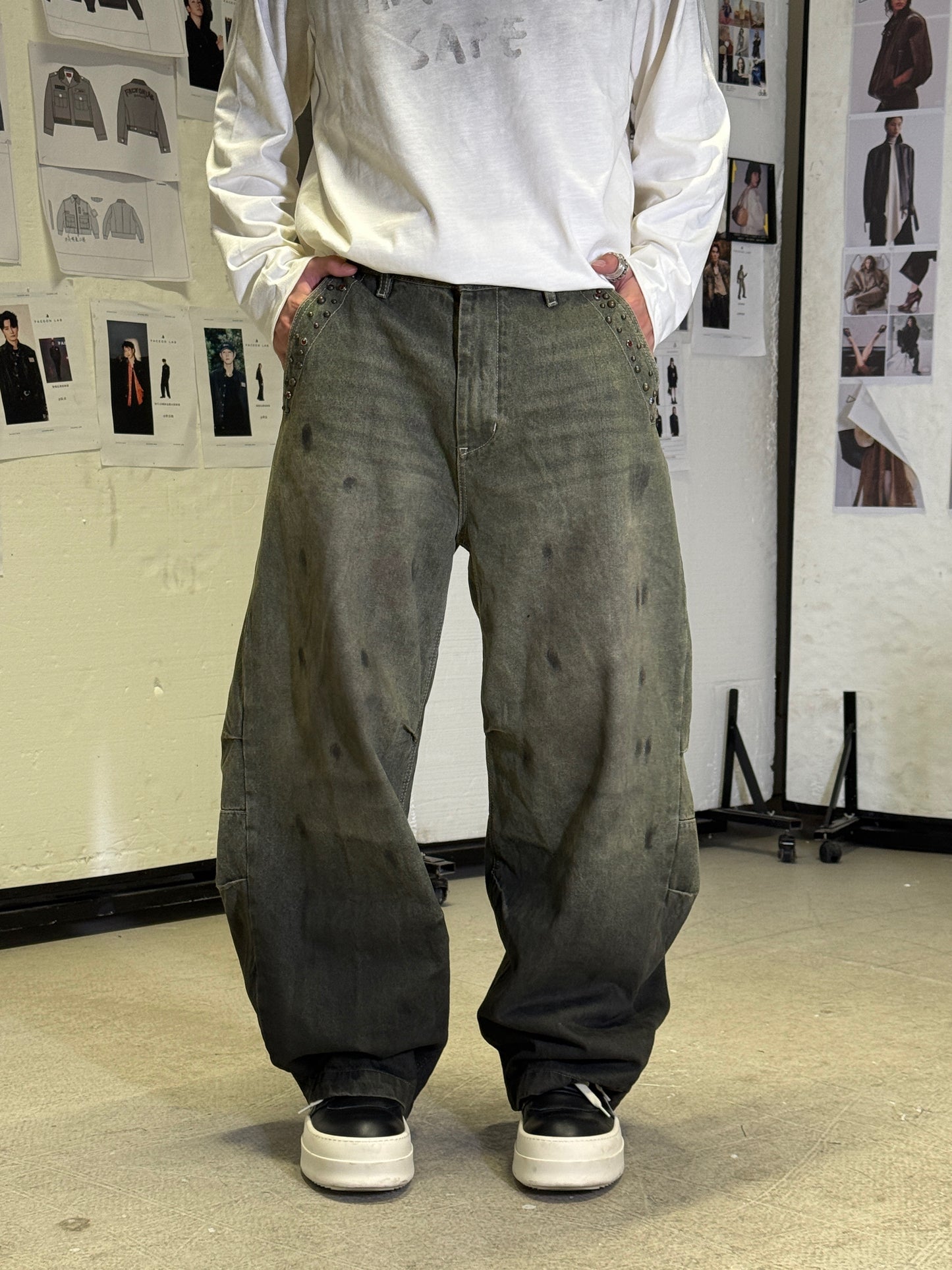 Military Green Curved-Leg Jean