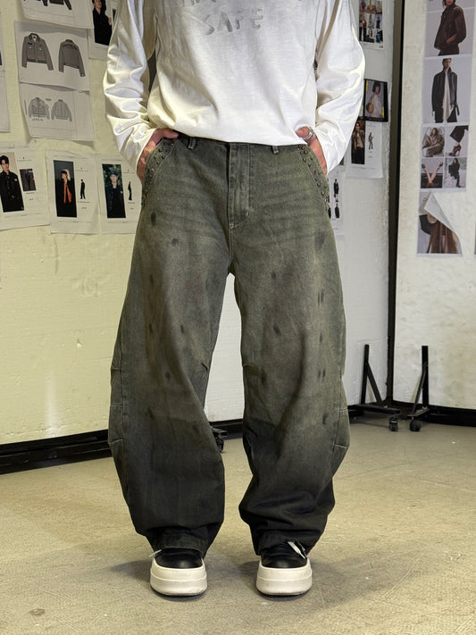 Military Green Curved-Leg Jean