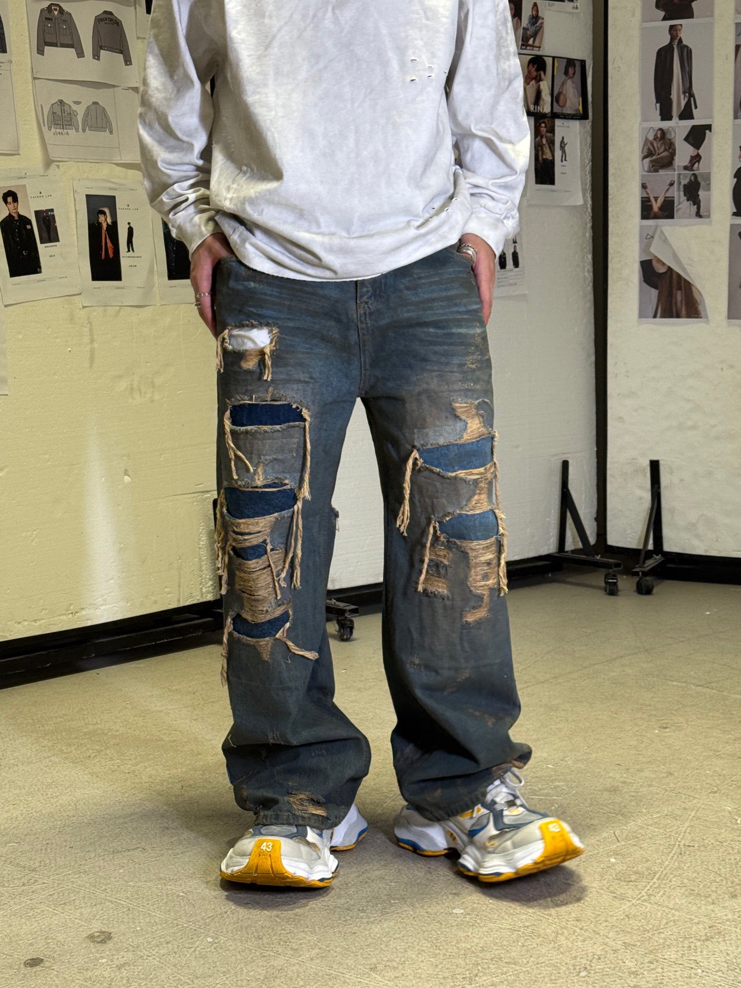 Distressed Patchwork Jean