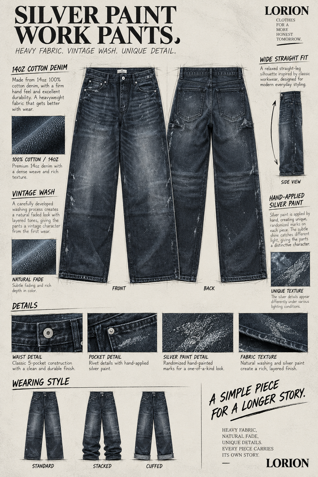 Silver Painted Denim